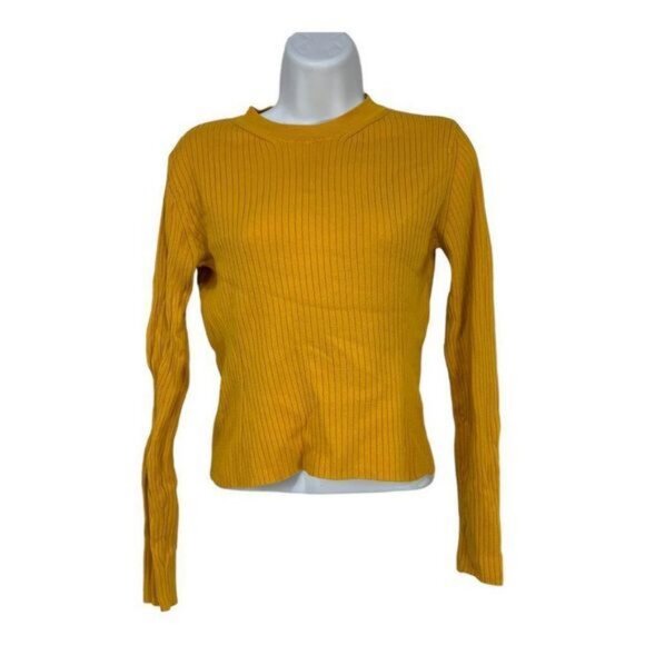 Divided by H&M Womens Ribbed Mustard Yellow Long Sleeve Sweater Size Medium - Picture 1 of 5